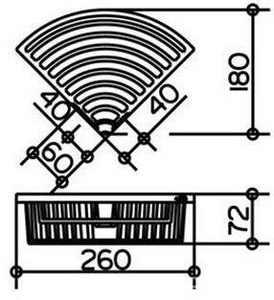 Полочка-решетка для ванны/душа угловая 260х180хh72мм, (цв.хром), Keuco ZZ Keuco Универсал 24944 010100