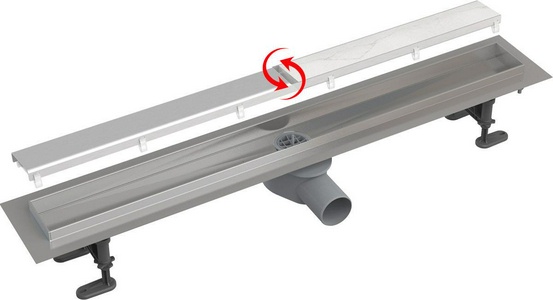 Универсальный водоотводящий желоб 750 мм Fit and Go, с двусторонней решеткой ZZ AlcaPlast Simple APZ13-DOUBLE9-750