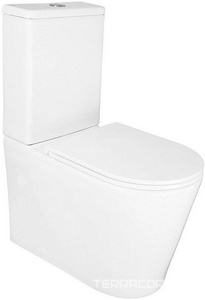 Унитаз приставной, с бачком, безободковый с сиденьем микролифт в компл., система смыва Tornado, белый Azario Conto AZ-T005BR