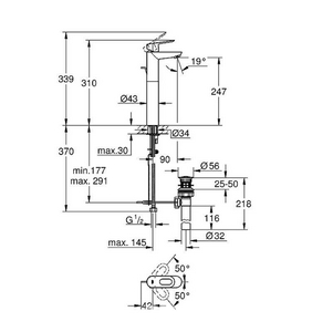 Смеситель однорычажный, высокий, для раковины, БЕЗ донного клапана, хром ZZ Grohe BauLoop 32856000