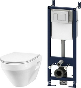 Комплект инсталляция для подвесного унитаза PRO + унитаз Spirit V2.0 + крышки-микролифт+ кнопка ZZ AMPM Универсал IS301.701738