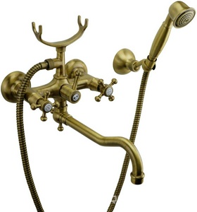 Смеситель для ванны, с поворотным изливом, лейка в компл., (цв.бронза),  ZZ Migliore Lady 18809