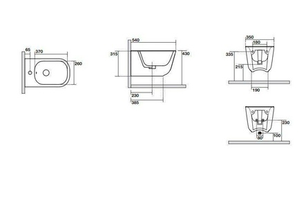 Биде подвесное 54х35см, крепёж арт.WB9N в компл., (цв.белый),  ZZ Kerasan Tribeca 512501