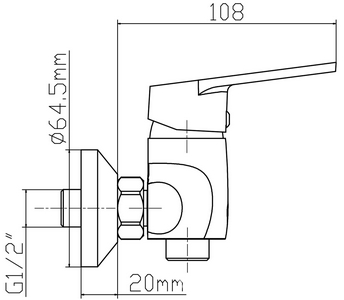 Смеситель для душа, шланг метал.150см, лейка, держатель в компл., (цв.хром),  ZZ Latuno 103 L10308