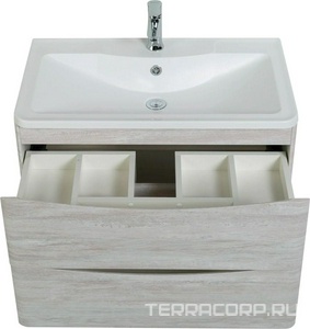 База под раковину подвесная с двумя выкатными ящиками, 900x450x500мм, без раковины, (цв.Rovere Vintage Bianco), Acqua ZZ BelBagno ACQUA ACQUA-900-2C-SO-RVB