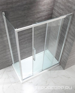 Душевой уголок 1300(1280-1320)х900(880-900)хh2000мм, прямоугольн, правый/левый, вход 525мм,(ст.прозр.Idrorepellente 8мм,фурнит.цв.хром),  ZZ Cezares Lux Soft LUX-SOFT-W-AH-1-130/90-C-Cr-IV