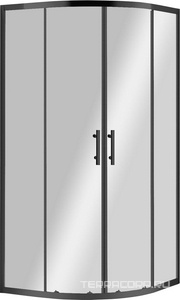 Душевой уголок 900х900хh1900мм, 1/4 круга R550, 2 сдвиж. дверцы с 2 неподв.сегментами,(стекло прозрачн.6мм, фурн.цв.черный матовый),  ZZ Cezares Eco ECO-O-R-2-90-C-NERO