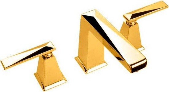 Смеситель для раковины, двухвентильный, на 3 отв. для смесит., с д/к, (цв. золото), ручки  ZZ Nicolazzi Vincent 1008 GO 28