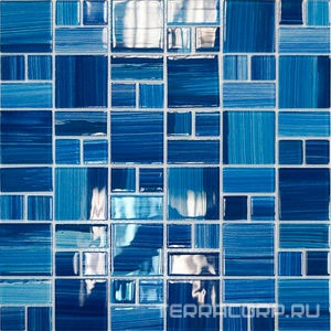 Мозаика Мастера Керамики Stone Мозаика JSM-CH1022 лазурная полосатая mix size ZZ30x30 XX Комбинированный 