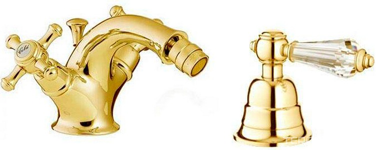 Cмеситель для биде, с д/к, (цв.золото, ручки SW - Swarovski),  ZZ 3M Old italy 4424 DD + 2 ручки SW - Swarovski DD