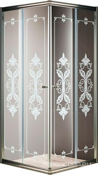 Душевой уголок800x800x1950 мм, прозрачное с матовым принтом, профиль-бронза,GIUBILEO ZZ