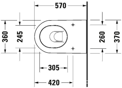 Унитаз напольный пристенный 370х570мм, без сиденья, для встр. в стену бачка, крепл. к полу в компл.,  ZZ Duravit Darling New 213909 20 00