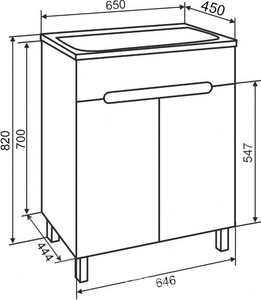 Тумба подвесная 65 см, без раковины, 1 выдвижной ящик,  цвет белый Aqua de Marco OLIVIA 2065COLI/H