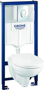 Подвесной унитаз с крышкой-сиденье микролифт +инсталляция+кнопка цв.хром ZZ Grohe Solido 124935