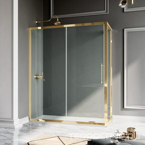 Дверь сдвиж 2-х секц в нишу или для бок стенки, 152-158хh200см,вход 64см,правая/левая, (проф цв.бронза,ст.6мм прозр.StarClean),  ZZ Samo Villa Borchese B7388 TBR TR + StarClean