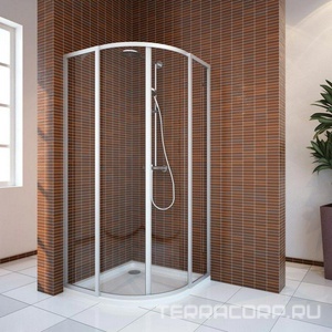 Душевое ограждение 90*90 см, стекло прозрачное, профиль мат.хром, без поддона ZZ GuteWetter Practic Round PRACTIC ROUND GK-401/MCR/1/90x90