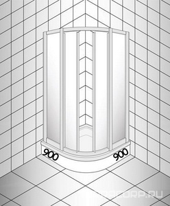 Душевое ограждение 90*90 см, стекло прозрачное, профиль мат.хром, без поддона ZZ GuteWetter Practic Round PRACTIC ROUND GK-401/MCR/1/90x90