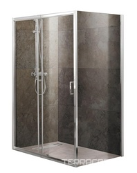 Душевой уголок 1000х900хh1900мм, прямоуг., 1 раздвиж. дверь с 1 неподв. сегментом и боковой стенкой, (стекло прозр,5мм, фурн.цв.хром), Unique ZZ