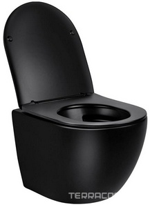 Унитаз подвесной безободковый, ультратонкое сиденье soft-close, черный матовый,  ZZ Vincea Globo VT1-14SMB