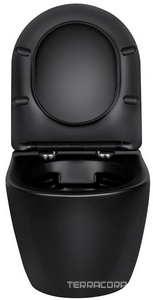 Унитаз подвесной безободковый, ультратонкое сиденье soft-close, черный матовый,  ZZ Vincea Globo VT1-14SMB