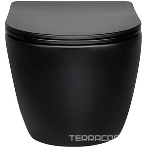 Унитаз подвесной безободковый, сиденье ультратонкое soft close, черный матовый,  ZZ Vincea Globo VT1-14MB