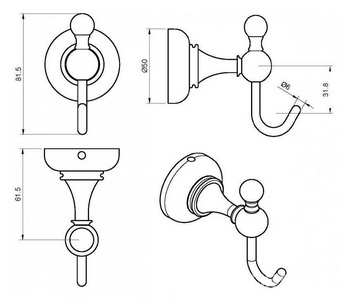 Крючок большой, (цв.хром),  ZZ Cezares Aphrodite APHRODITE-HK1-01-M
