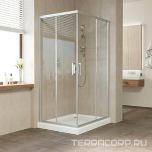 Душевое ограждение , 1100x900x1900 мм,  профиль матовый хром, стекло прозрачное, БЕЗ поддона ZZ Vegas Glass ZA-F 
ZA-F 110*90 07 01