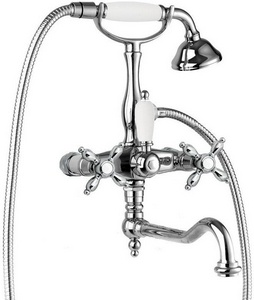 Смеситель для ванны, поворотный излив, шланг, лейка в компл., (цв. хром),  ZZ Cezares Nostalgia NOSTALGIA-VDF-01-M