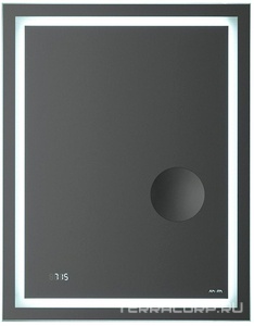 Зеркало , 55 см,с контурной Led-подсветкой, часами и косметическим зеркалом, ZZ AMPM Gem M91AMOX0553WG