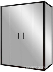 Душевое ограждение Z2P+ZPV, 150x90x1900 мм, профиль черный матовый, стекло сатин, БЕЗ поддона ZZ