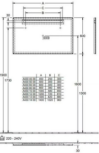 Зеркало 500хh600х30мм, с LED подсветкой 6W, без выключателя, (крепёж в компл.),  ZZ Villeroy & Boch More to see one A430A700