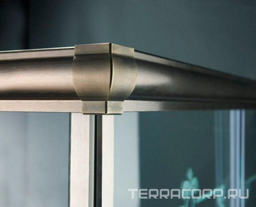 Душевой уголок 900х900хh1950мм, квадратн., две раздвижные двери (ст.прозр. с матов.рис. 6мм, фурнитура цв.бронза), Giubleo ZZ Cezares Giubileo GIUBILEO-A-2-90-SCORREVOLE-CP-Br