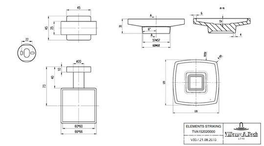 Мыльница настенная, (цв.черный матовый/матовое стекло),  ZZ Villeroy & Boch Elements – Striking TVA152020000K5