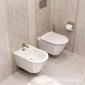 Подвесной унитаз, безободковый, БЕЗ крышки-сиденья, крепеж в комплекте, белый Kerama Marazzi Plaza PLMR.wc.02/KMPMWc53GWh2