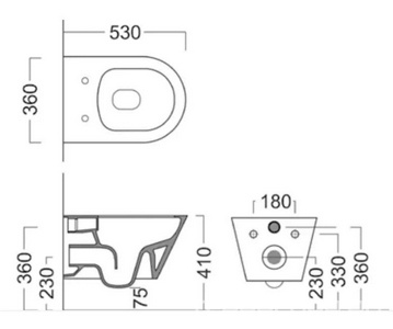 Подвесной унитаз, безободковый, БЕЗ крышки-сиденья, крепеж в комплекте, белый Kerama Marazzi Plaza PLMR.wc.02/KMPMWc53GWh2