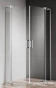 Душ уголок,1/4 круга с распашн. дверьми (900-1000)x(900-1000)x1950 мм , (стекло прозр.8мм,фурнит.цв. черный),  ZZ Cezares Slider SLIDER-R-2-90/100-C-Cr