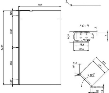 Шторка неподвижная на борт ванной  80*140 см, стекло матовое, пофиль хром, ZZ AMPM Gem W90BS-080-140CM