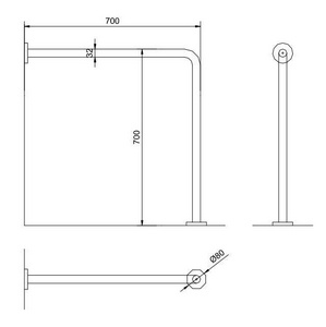 Поручень угловой для туалета Nofer 15198.b 70x70 см, цв. хром, ZZ Nofer Classic 15198.b
