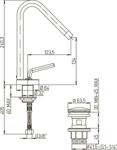 Смеситель для раковины, c нажимной пробкой сливного отверстия, (цв.хром),  ZZ Paini Pixel 81CR211NEWKM