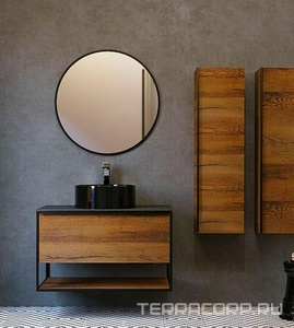 Зеркало круглое 77х77х3см, рамка сталь цв.черный матовый,  ZZ Jorno Steal Ste.02.77/B