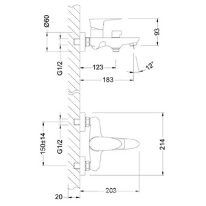 Смеситель для ванны/душа Nero c ручным душем, держателем, цвет хром Lemark nero LM0214C