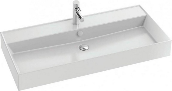 Раковина подвесная/накладная, 101*46 см, без донного клапана, встроенный слив-перелив, цв.белый ZZ Jacob Delafon Универсал EXBJ112-00
