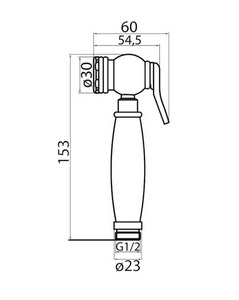 Лейка гигиенического душа, "Классика", с нажимным механизмом, БЕЗ шланга и кронштейна, (латунь, цв.золото), Cezares ZZ Cezares Articoli Vari ATLANTIS-U-ID-03/24