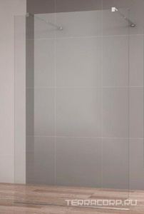 Душевая перегородка 900хh1950мм, для 2-х стороннего входа, (стекло прозрачное 8мм, поперечные кронштейны 750-1050мм, фурнит. цв.хром),  ZZ Cezares Liberta LIBERTA-L-2-90-C-Cr