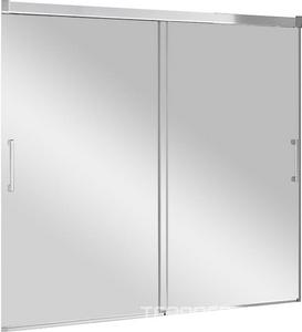 Штора на ванну, 2 сдвижных стекла, 190(188-190)хh145см, (вход 81см), установка в нишу, (проф.цв.хром, стекло 6мм прозр.),  ZZ Cezares Tandem-Soft TANDEM-SOFT-VF-2-190/145-C-Cr-IV