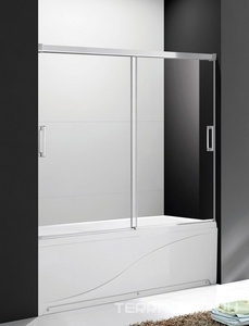 Штора на ванну, 2 сдвижных стекла, 190(188-190)хh145см, (вход 81см), установка в нишу, (проф.цв.хром, стекло 6мм прозр.),  ZZ Cezares Tandem-Soft TANDEM-SOFT-VF-2-190/145-C-Cr-IV