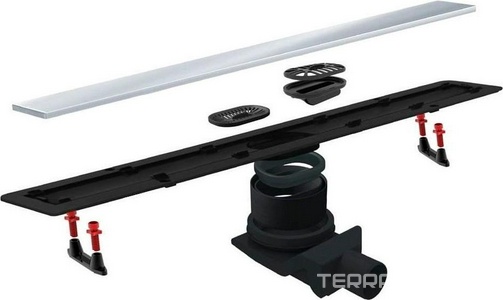 Дренажн.канал 650мм, готов.компл, сифон d50 выход вбок, затвор (сухой/гидро), 2х стор.вставка цв.матов хром/под плитку, CFL ZZ Bettoserb Confluo Frameless Line 13701231-NEW