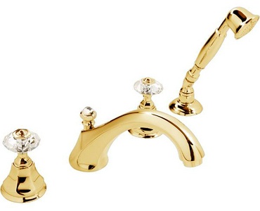 Смеситель для ванны, встраиваемый на 4 отв., (цв.латунь, ручки Crystal handle), Nicolazzi ZZ Nicolazzi Teide 1904 GB 15