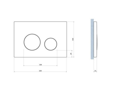Кнопка  для инсталляции Cersanit  пластик черный матовый с рамкой, арт. 63534, ZZ Cersanit TWINS 63534