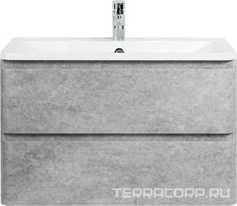 База под раковину подвесная с двумя выкатными ящиками, 800х455хh570мм, без раковины, (цв.Cemento Verona Grigio),  ZZ BelBagno Albano ALBANO-800-2C-SO-CVG